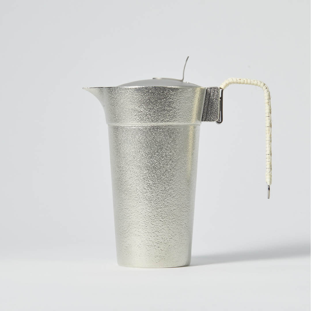 “Nousaku” Tin Chirori Sake Warmer With Lid, side view