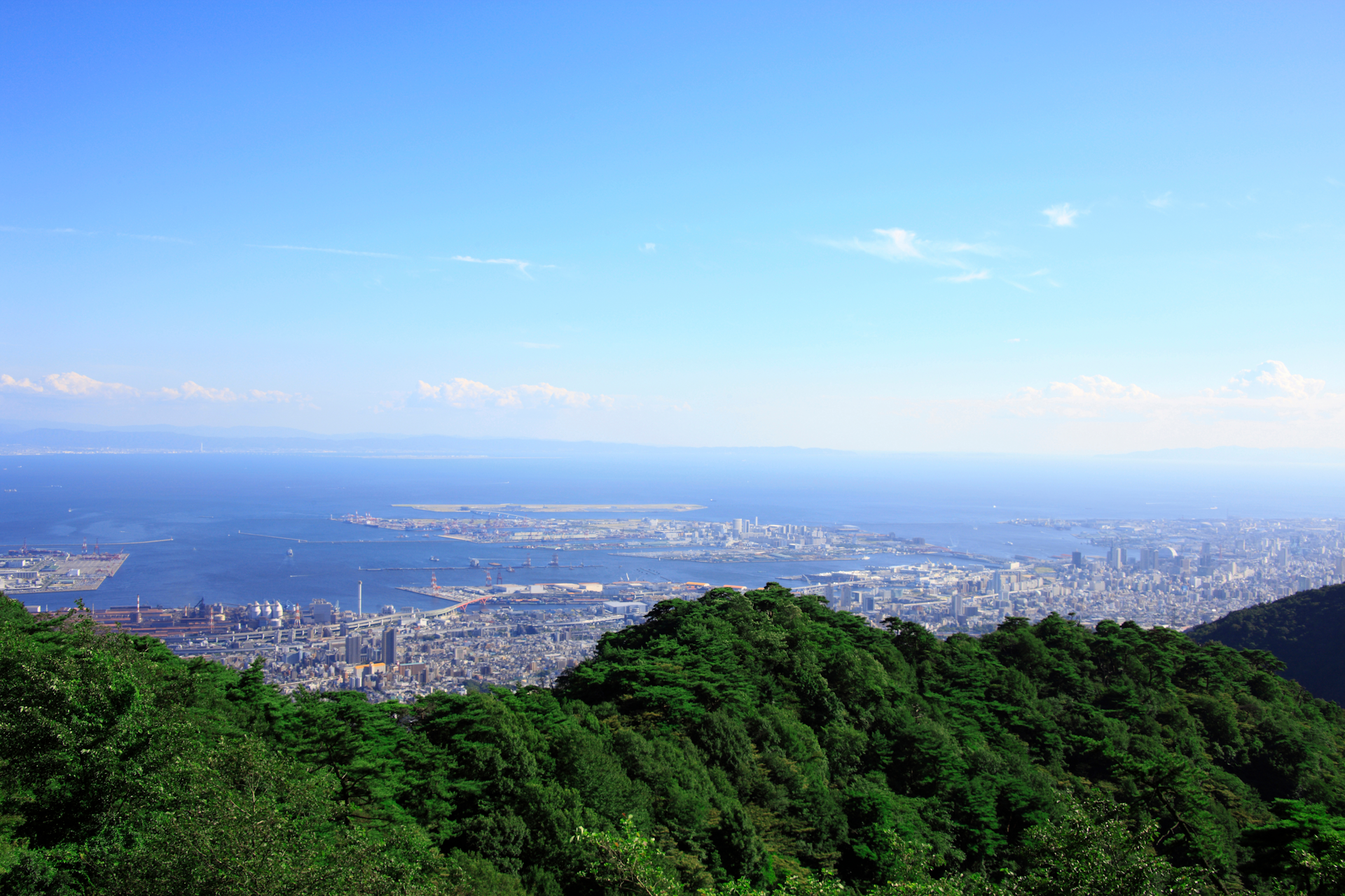 The beautiful view from the Rokko mountains in Kobe City, Hyogo Prefecture