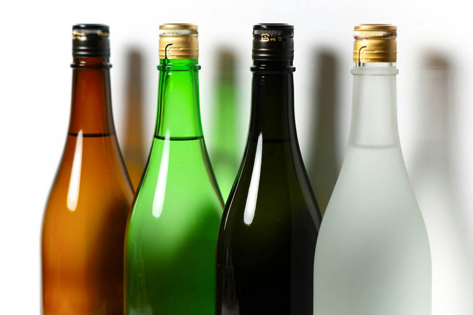 Various color of sake bottles