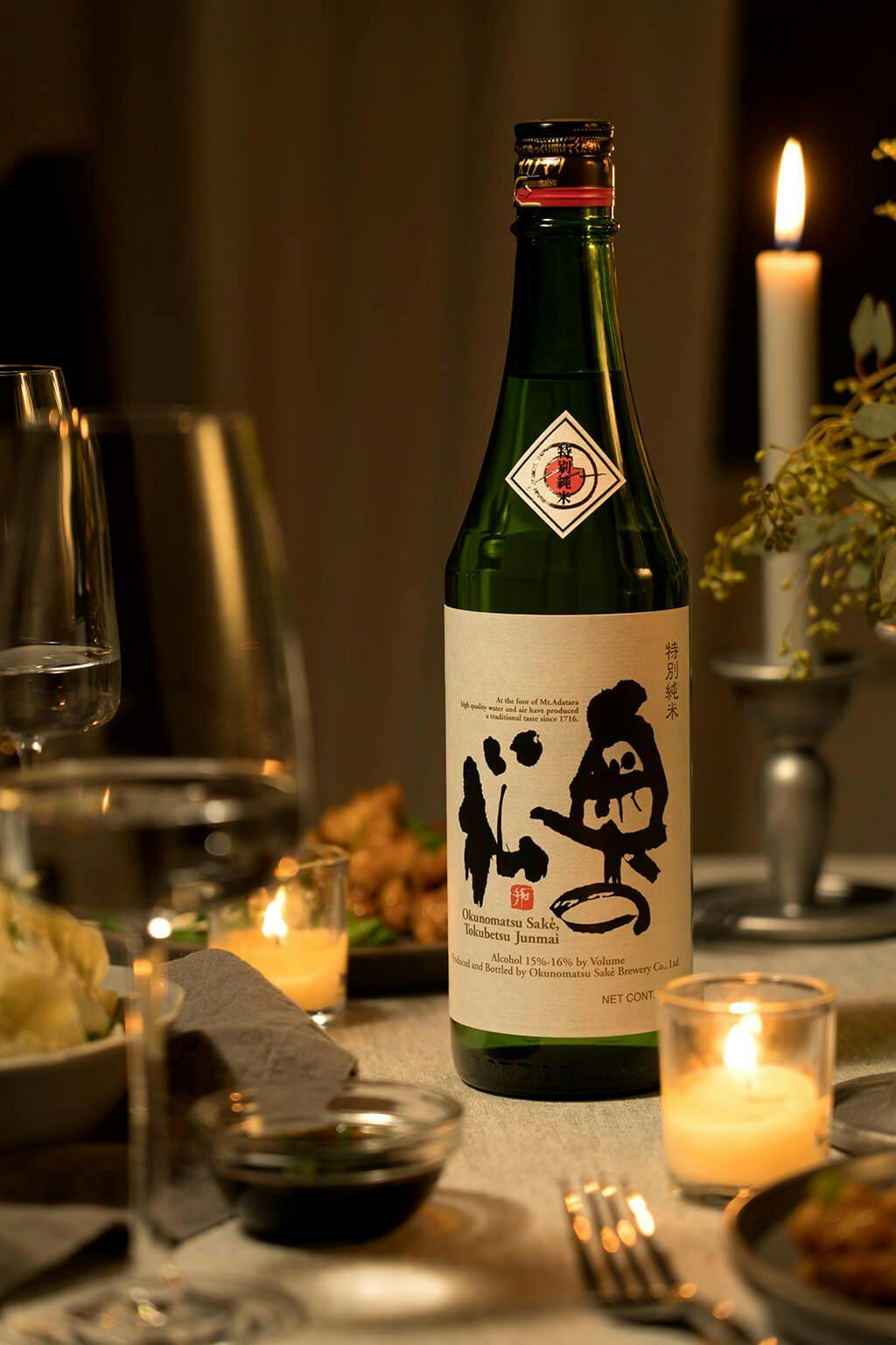 Okunomatsu’s distinguishing bottle design will elevate your dinner experience