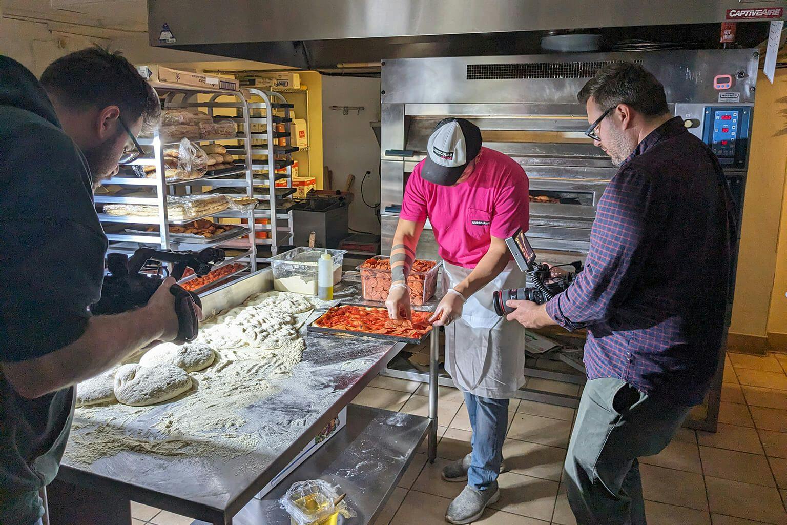 The Balas Brothers film Executive Chef Salvatore Gagliardo making Burrapizza Cafonata.