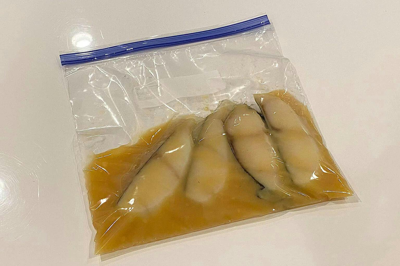 Miso cod in freezer bag