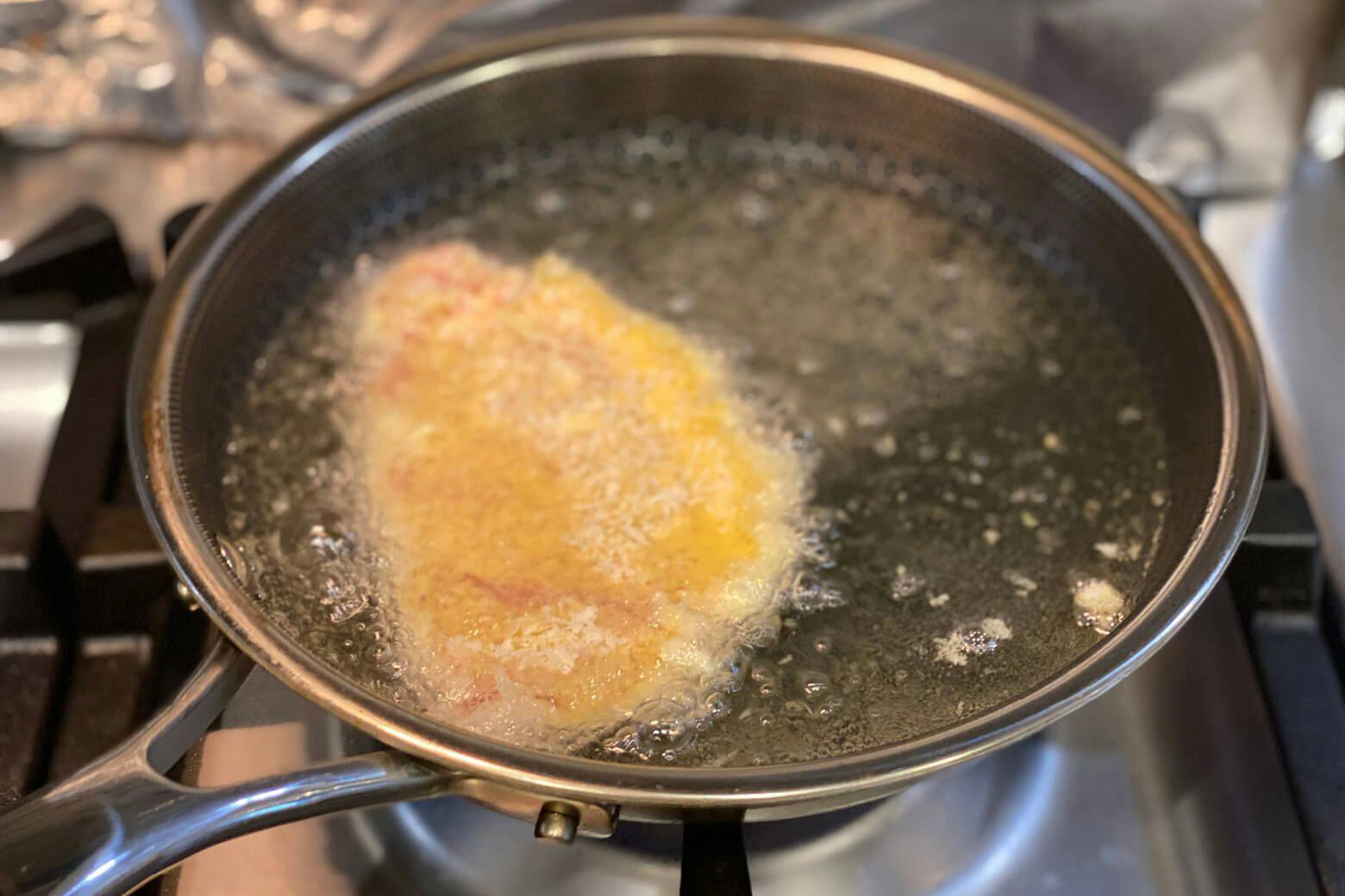 Cook in the frying oil until it turns a crispy golden color