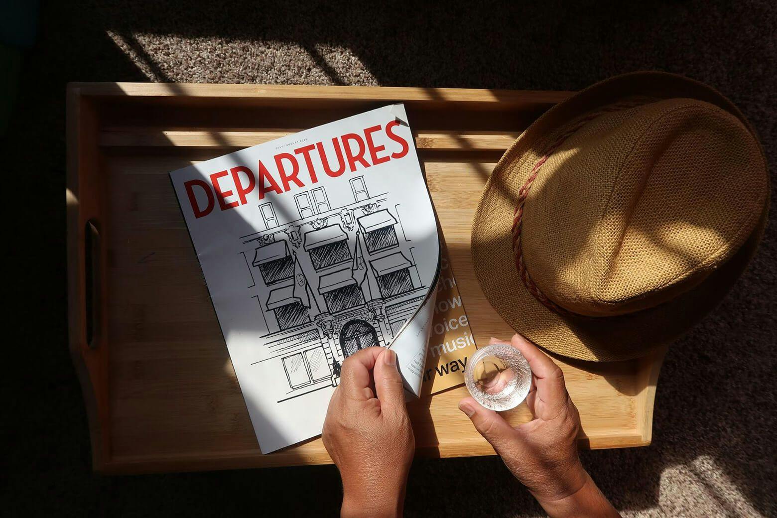 A magazine titled “Departures.”