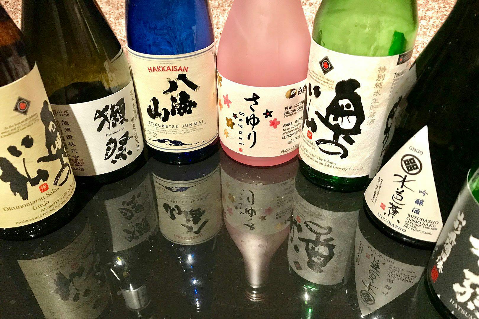 Various mini sake bottles