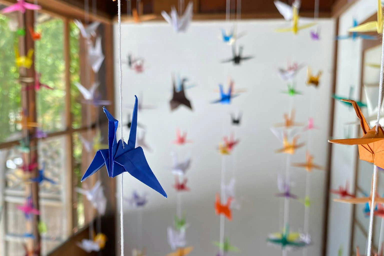 Origami cranes are popular decorations that have become synonymous with Japan.