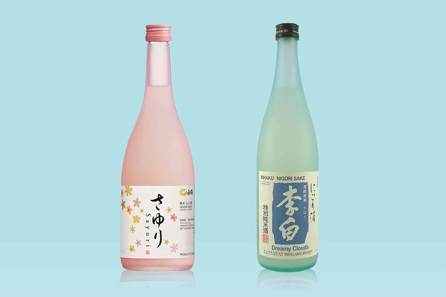 Bottle of Hakutsuru Sayuri and Rihaku 