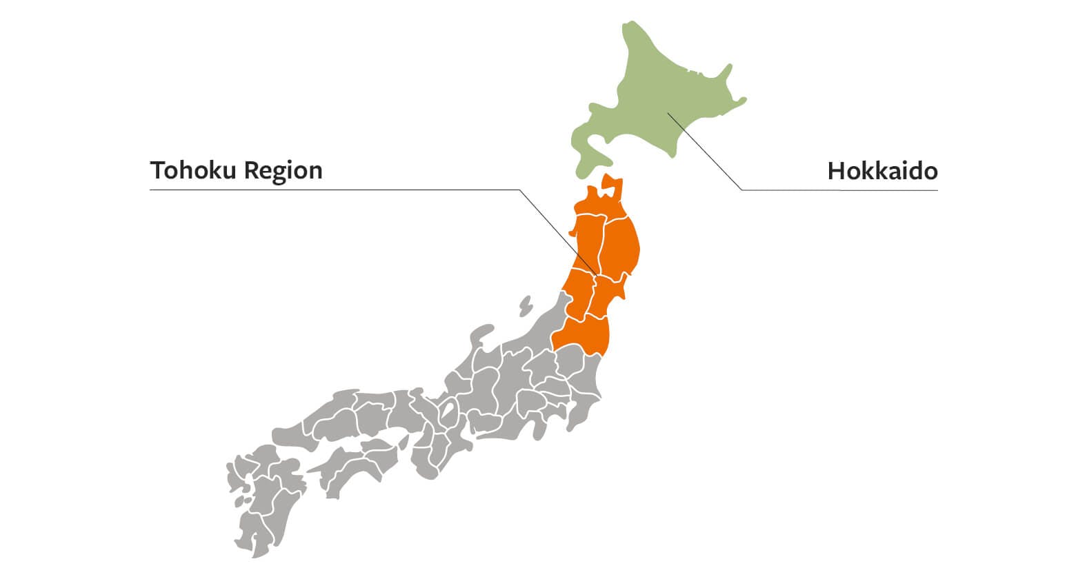Tohoku and Hokkaido on the map