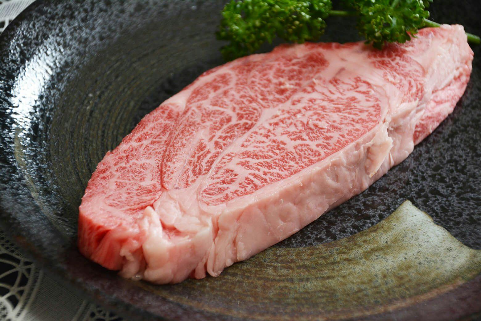 Raw Kobe beef steak