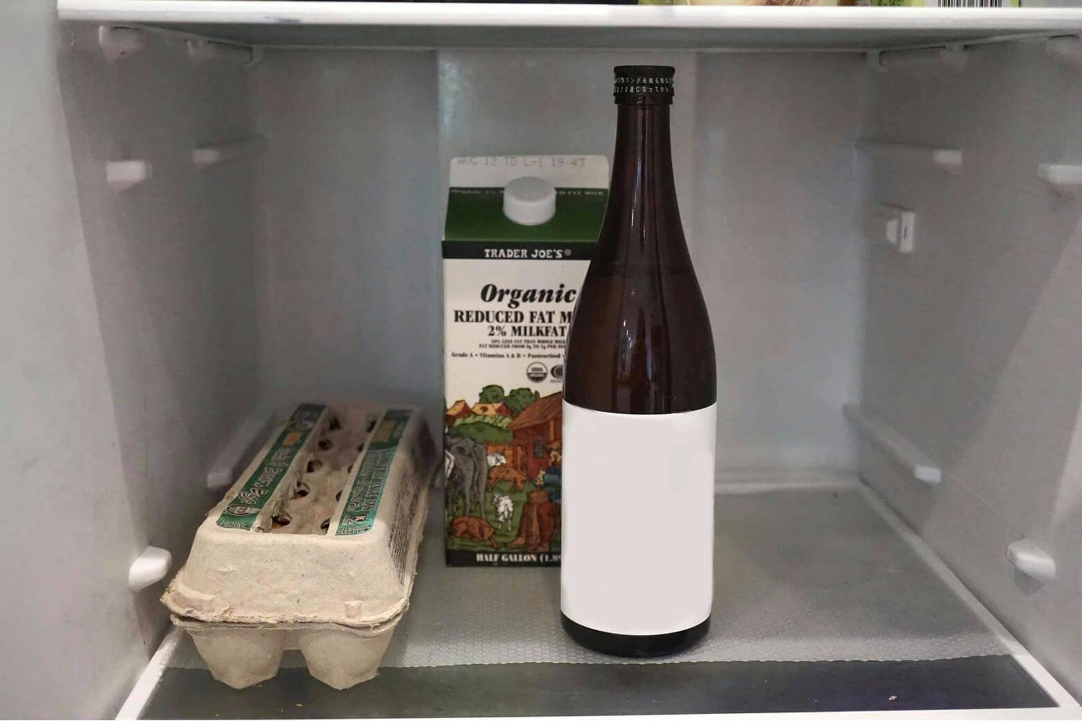 Sake stored in the fridge