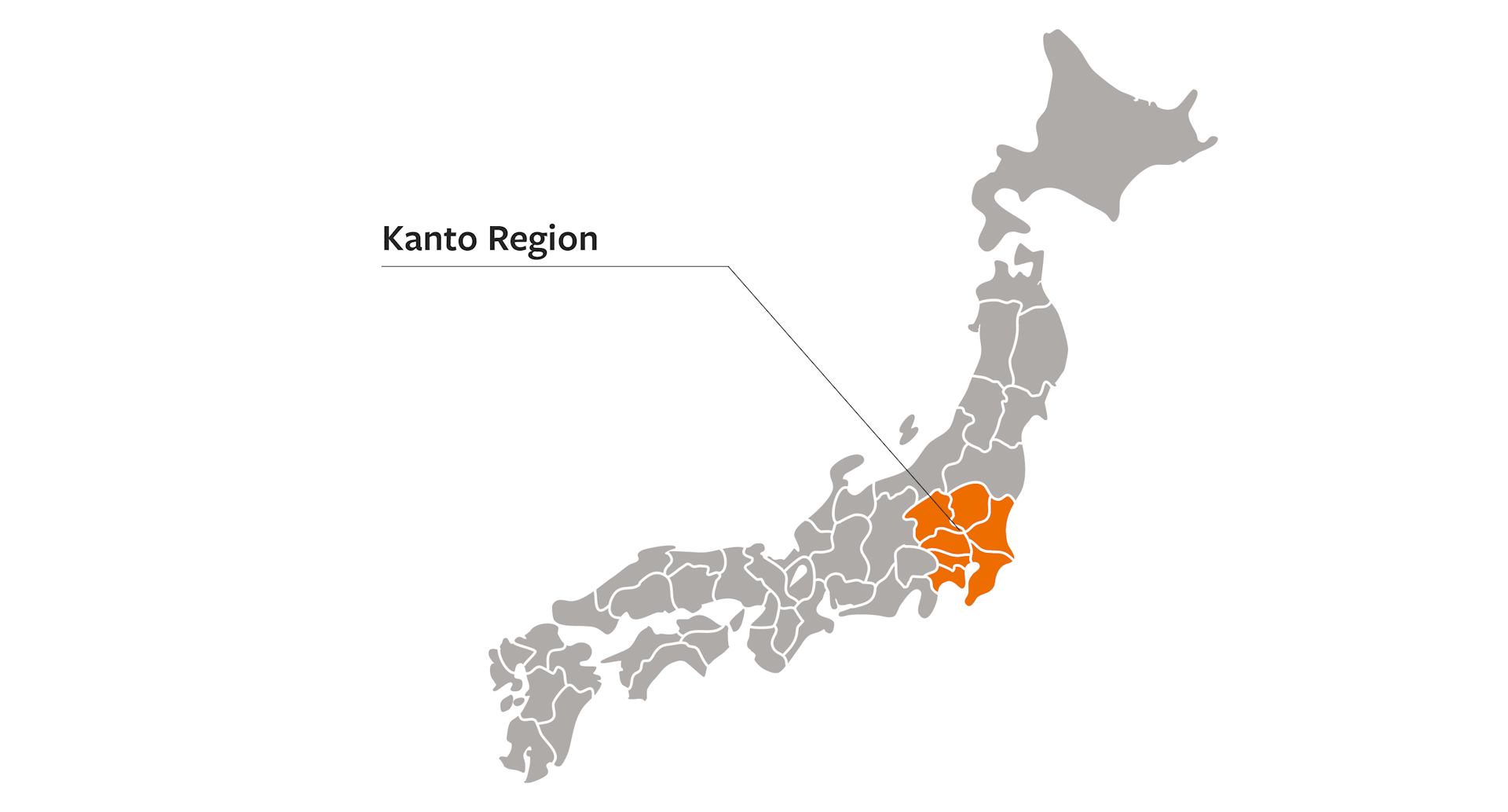 Kanto region on the map