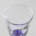 Cold Sake Glass With Blue Mini Stem, upward angled close view