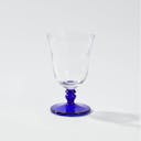 Cold Sake Glass With Blue Mini Stem, upward angled view