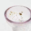“Nishiki” Gold Flake Guinomi Glass (Purple), upward angled close view