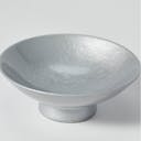 Porcelain Sakazuki Cup With Silver Urushi Lacquer, upward angled close view