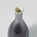 Porcelain Tokkuri With Black and Silver Urushi Lacquer, upward angled close view