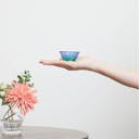 “Sango no Umi” Guinomi Glass, on a hand