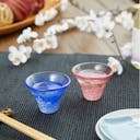 “Shofukuhai” Fujisan Cold Sake Glass (Set of 2), on a table