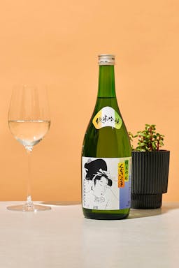 Kudoki Jozu “Junmai Ginjo” with a wine glass