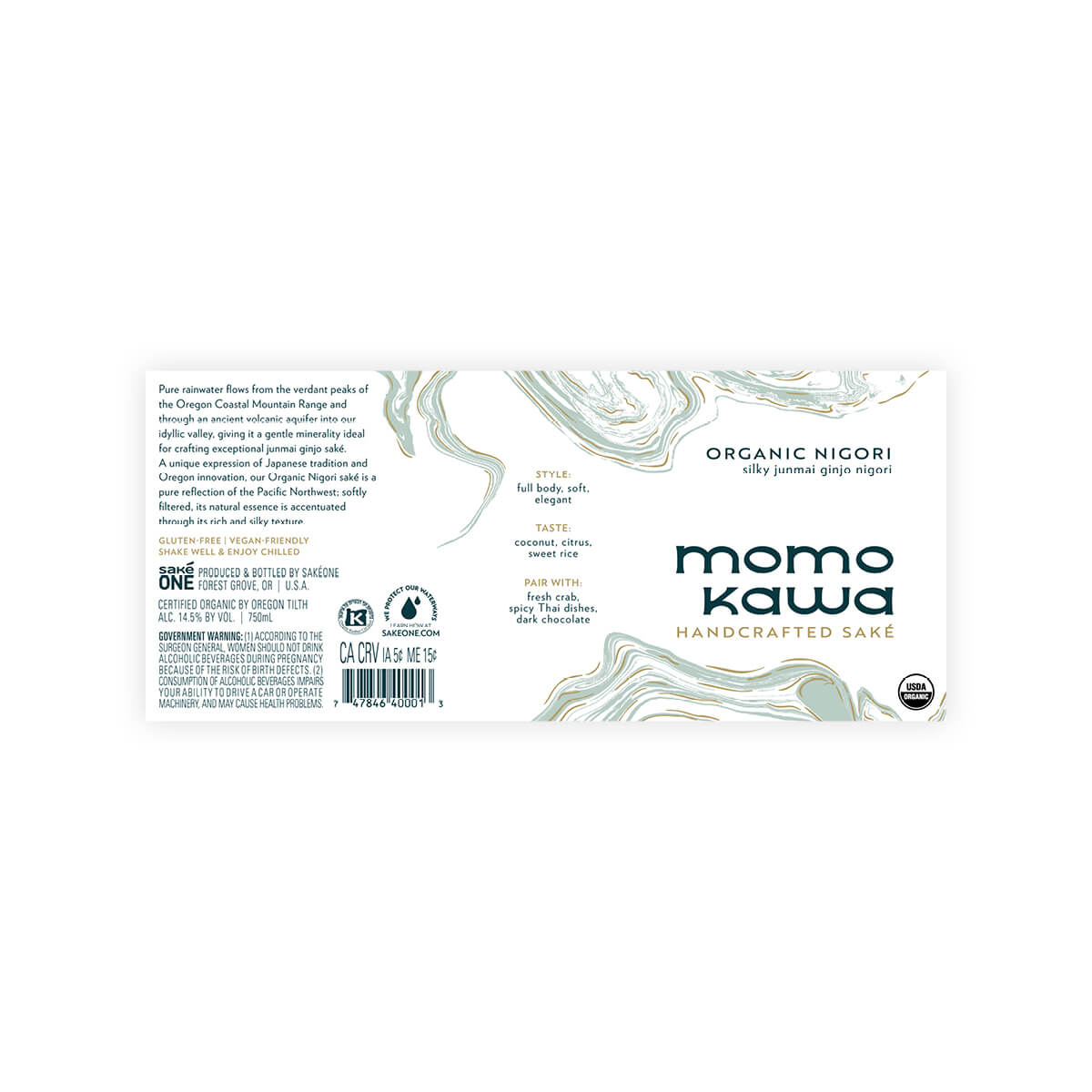 Momokawa “Organic” Nigori front label