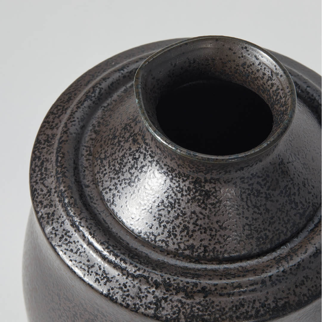 Black Tokkuri With Warmer, upward angled close view