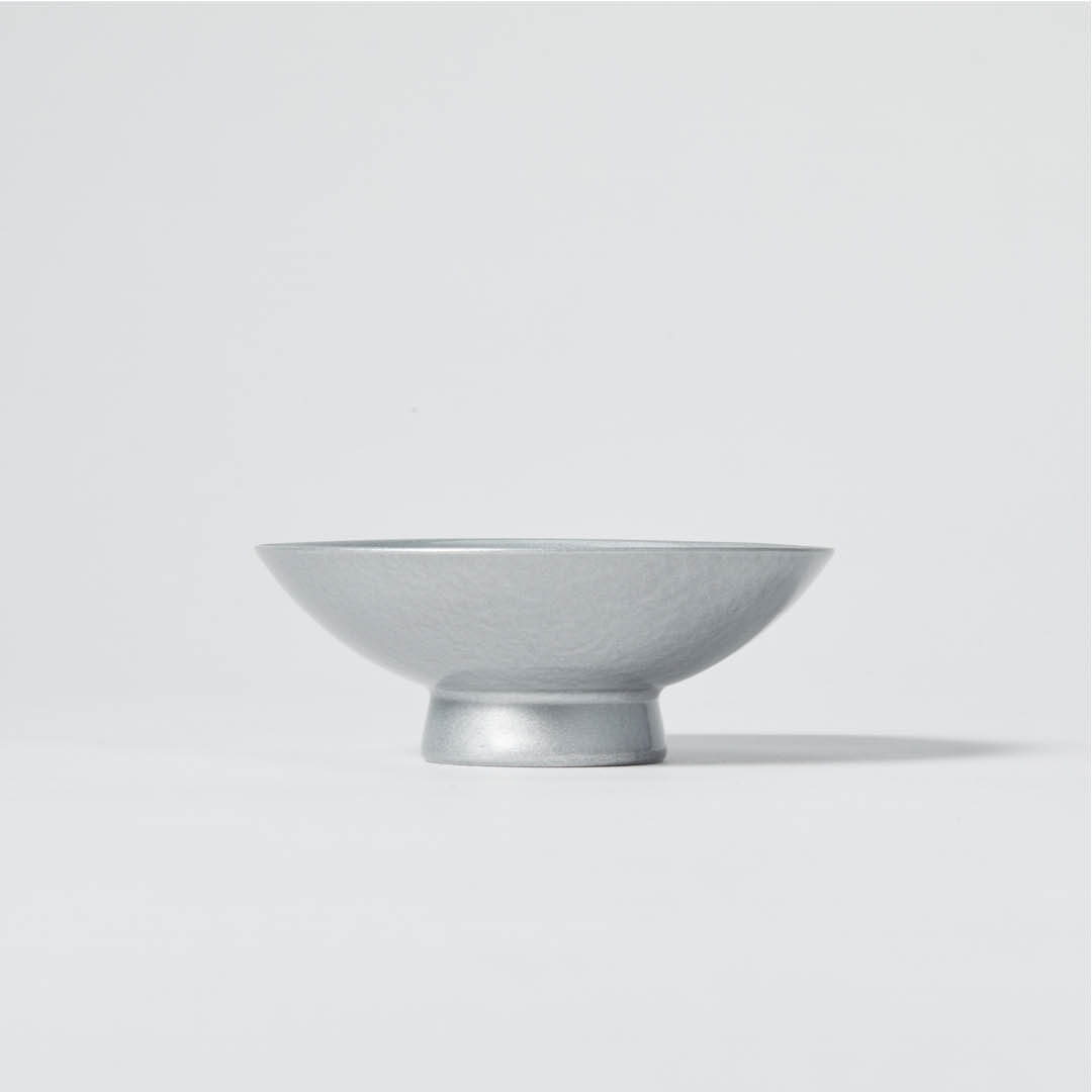 Porcelain Sakazuki Cup With Silver Urushi Lacquer